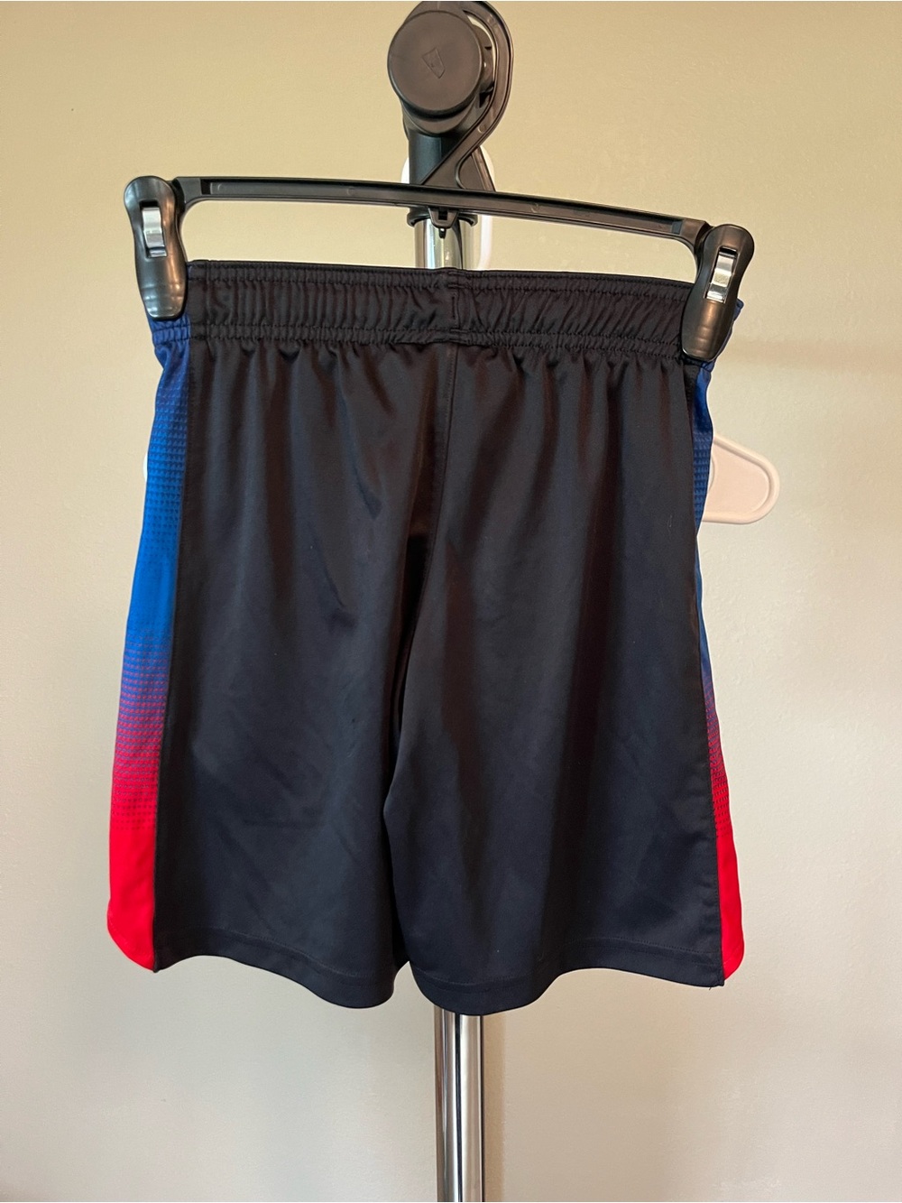 Under Armour Black Athletic Shorts with Red & Blue Gradient Panels - Picture 2 of 2